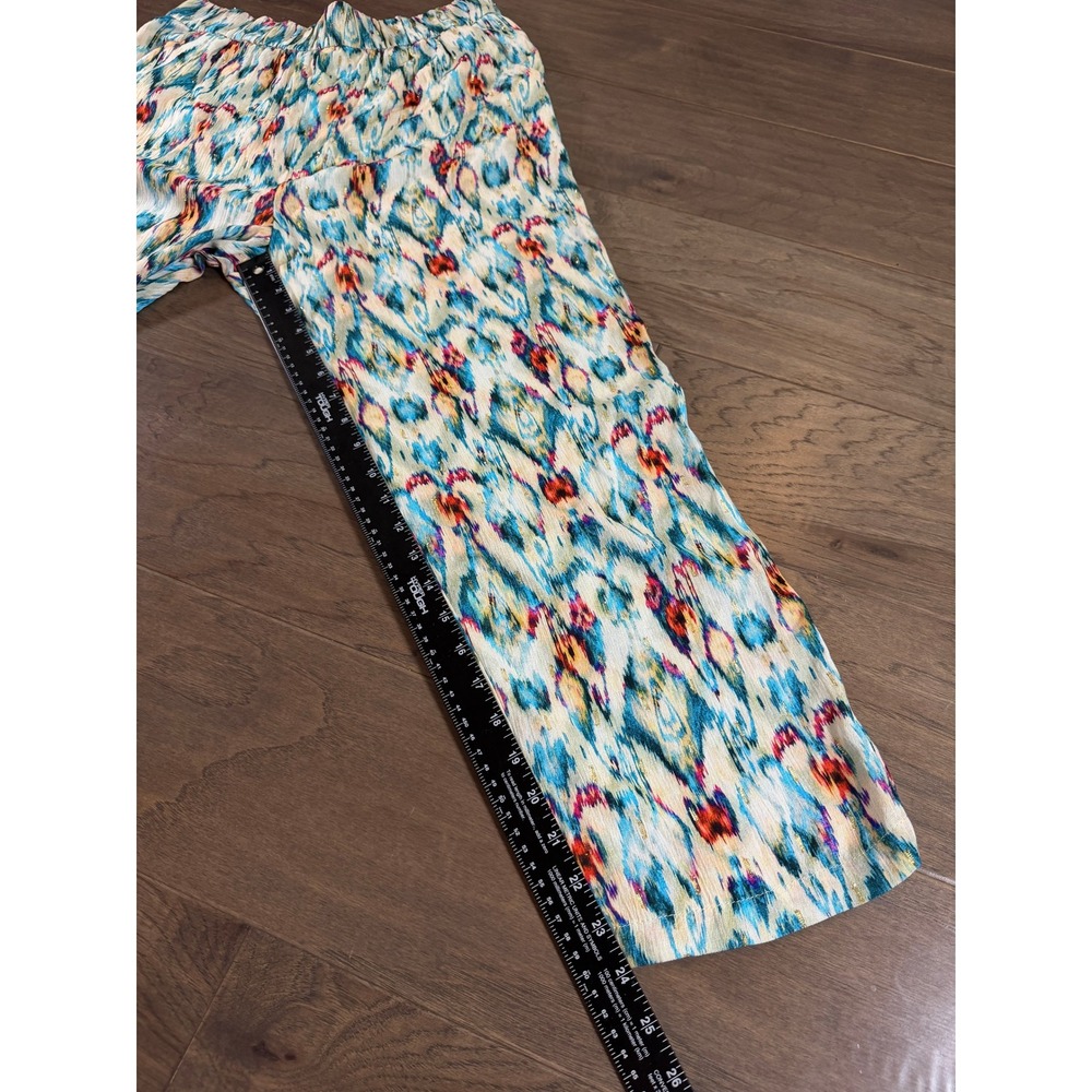 NWT Zara Womens Ikat Abstract Print Metallic‎ Relaxed Pants Blue Orange Medium - Picture 6 of 8